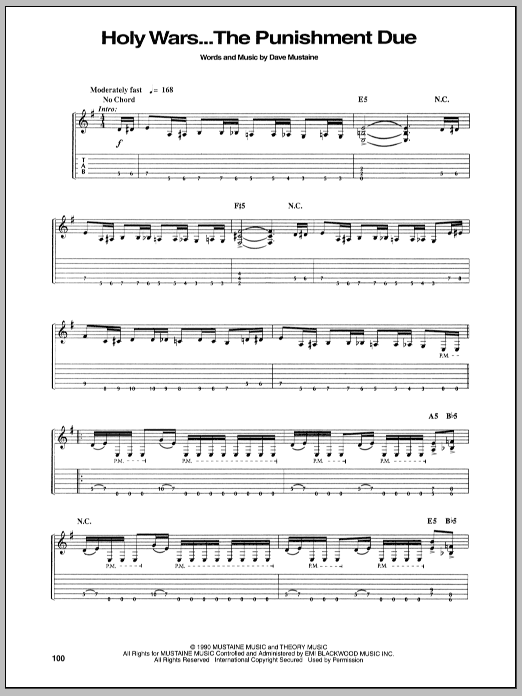Download Megadeth Holy Wars...The Punishment Due Sheet Music