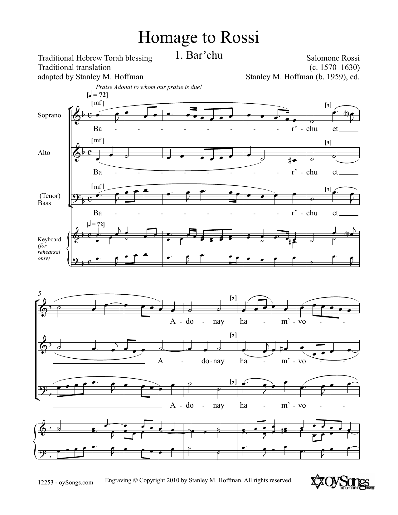 Download Stanley F. Hoffman Homage to Rossi Sheet Music
