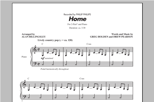 Download Phillip Phillips Home (arr. Alan Billingsley) Sheet Music