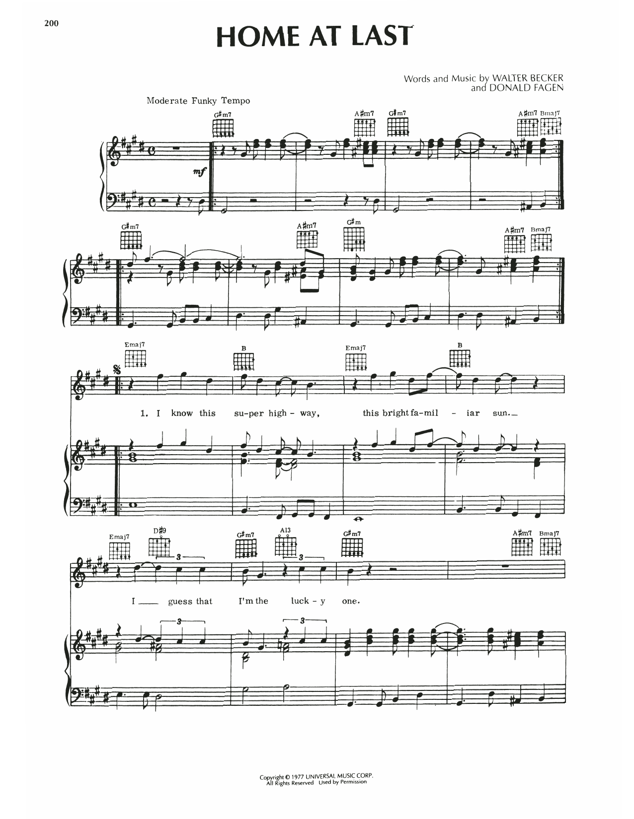 Download Steely Dan Home At Last Sheet Music