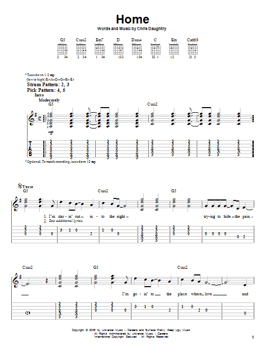 Download Daughtry Home Sheet Music