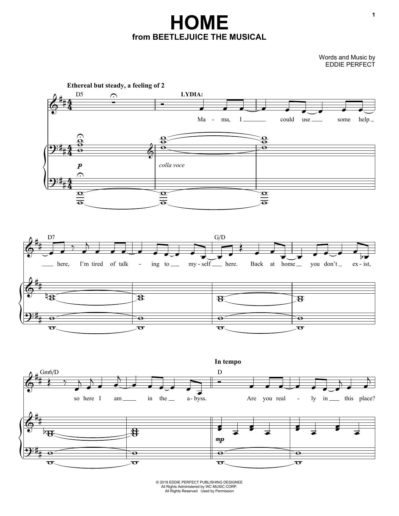 Download Eddie Perfect Home (from Beetlejuice The Musical) Sheet Music