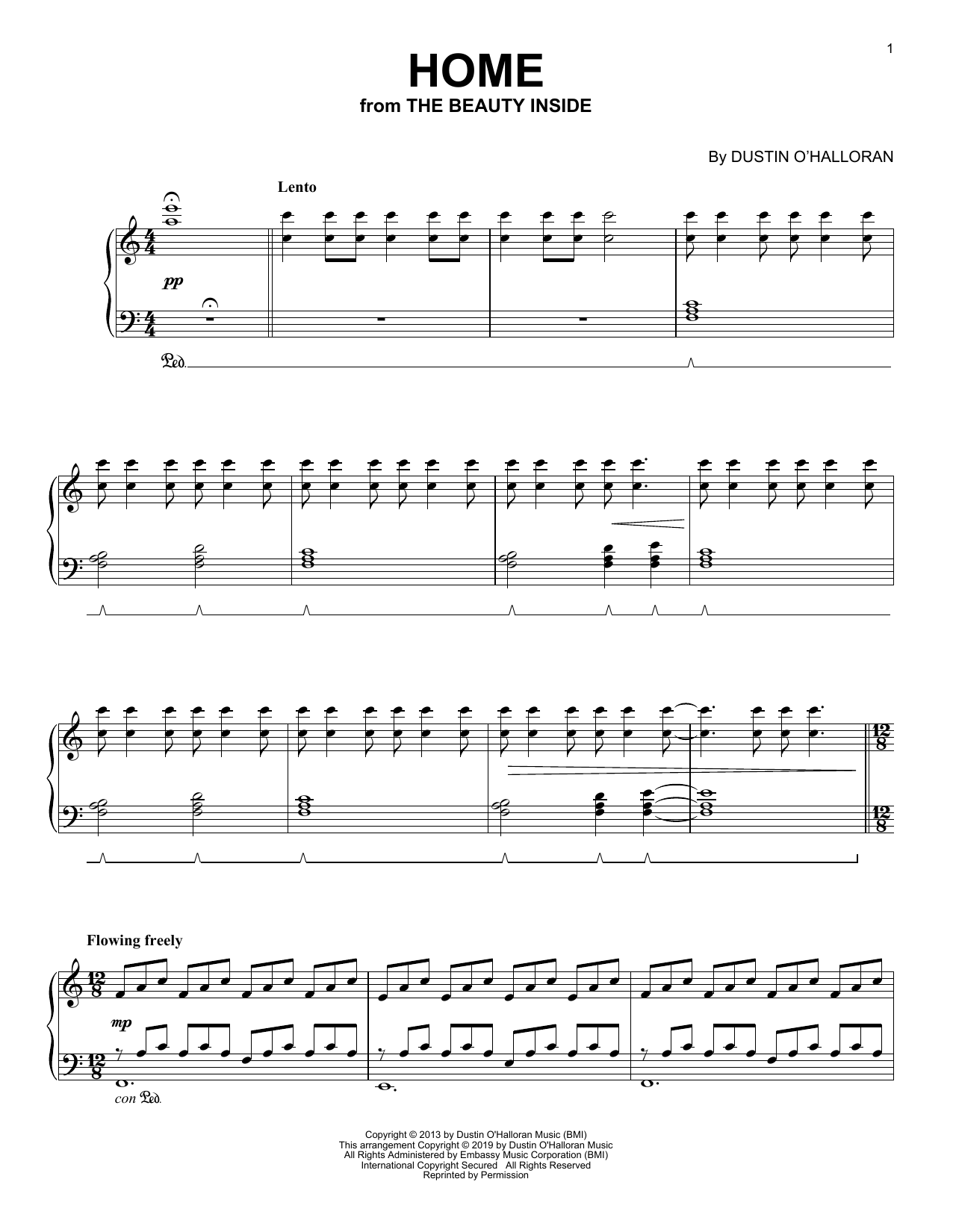 Download Dustin O'Halloran Home (from The Beauty Inside) Sheet Music