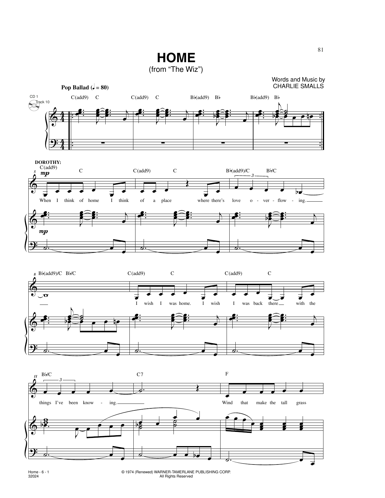 Download Charlie Smalls Home (from The Wiz) Sheet Music