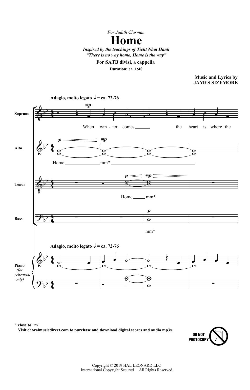 Download James Sizemore Home Sheet Music