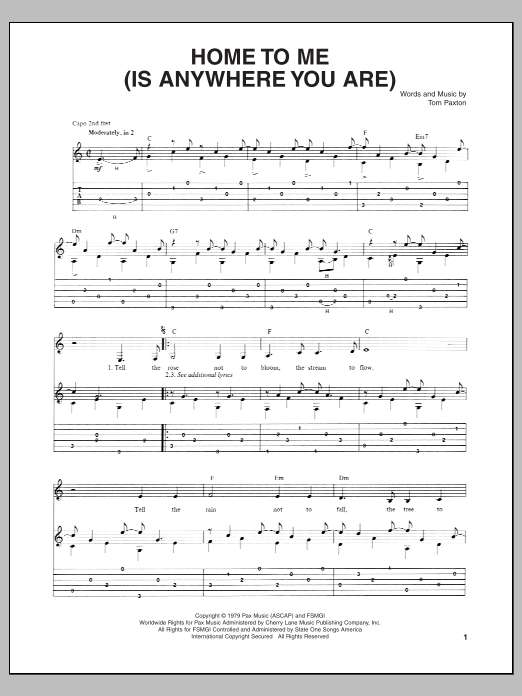 Download Tom Paxton Home To Me (Is Anywhere You Are) Sheet Music