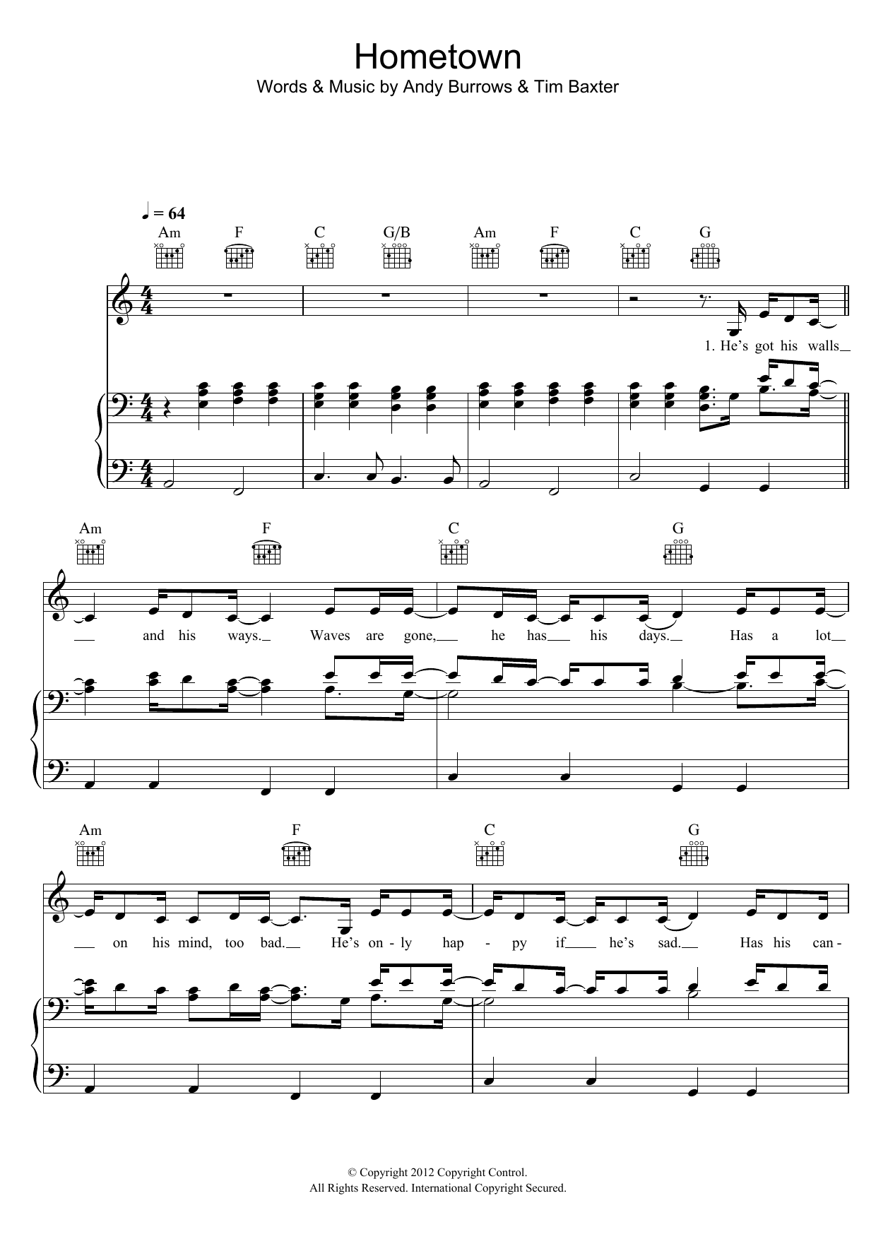 Download Andy Burrows Hometown Sheet Music