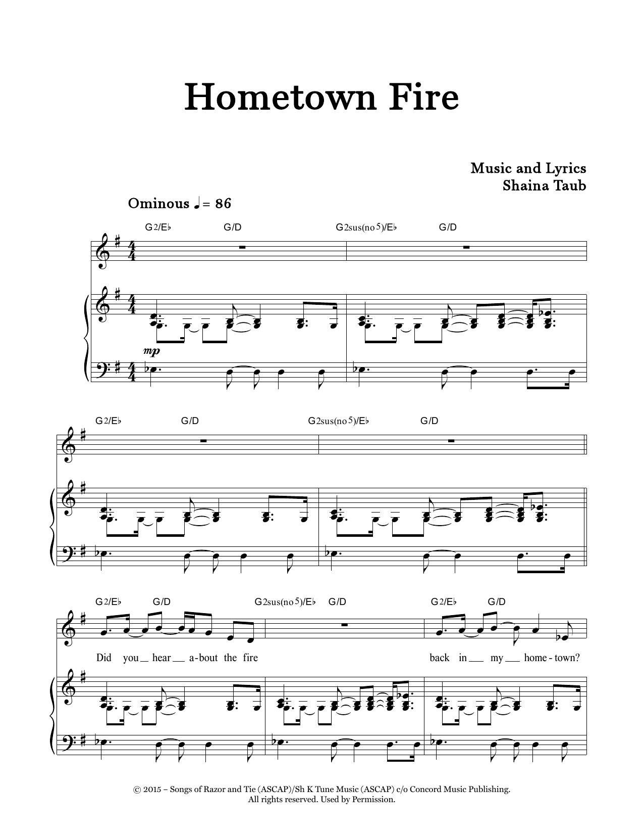 Download Shaina Taub Hometown Fire Sheet Music