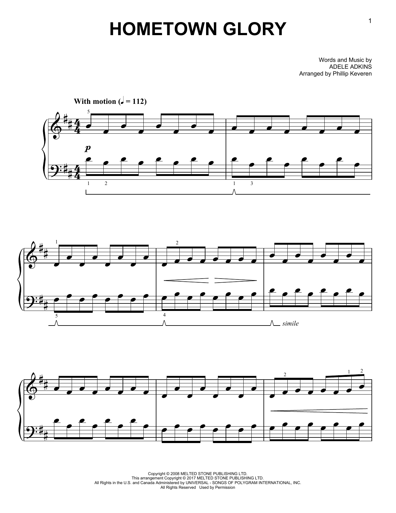 Download Adele Hometown Glory [Classical version] (arr Sheet Music