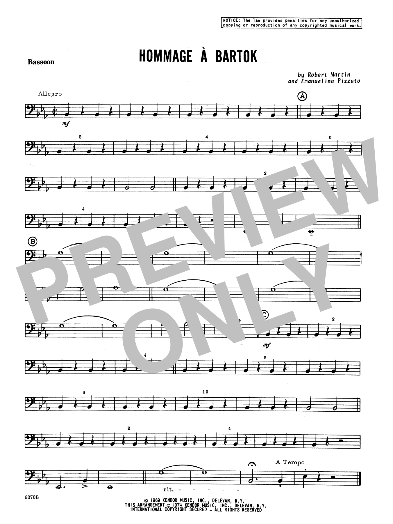 Download Martin Hommage A Bartok - Bassoon Sheet Music