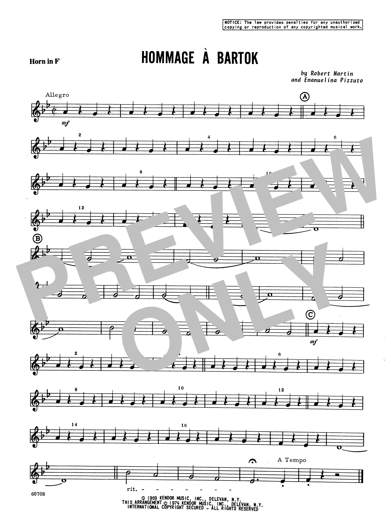 Download Martin Hommage A Bartok - Horn in F Sheet Music