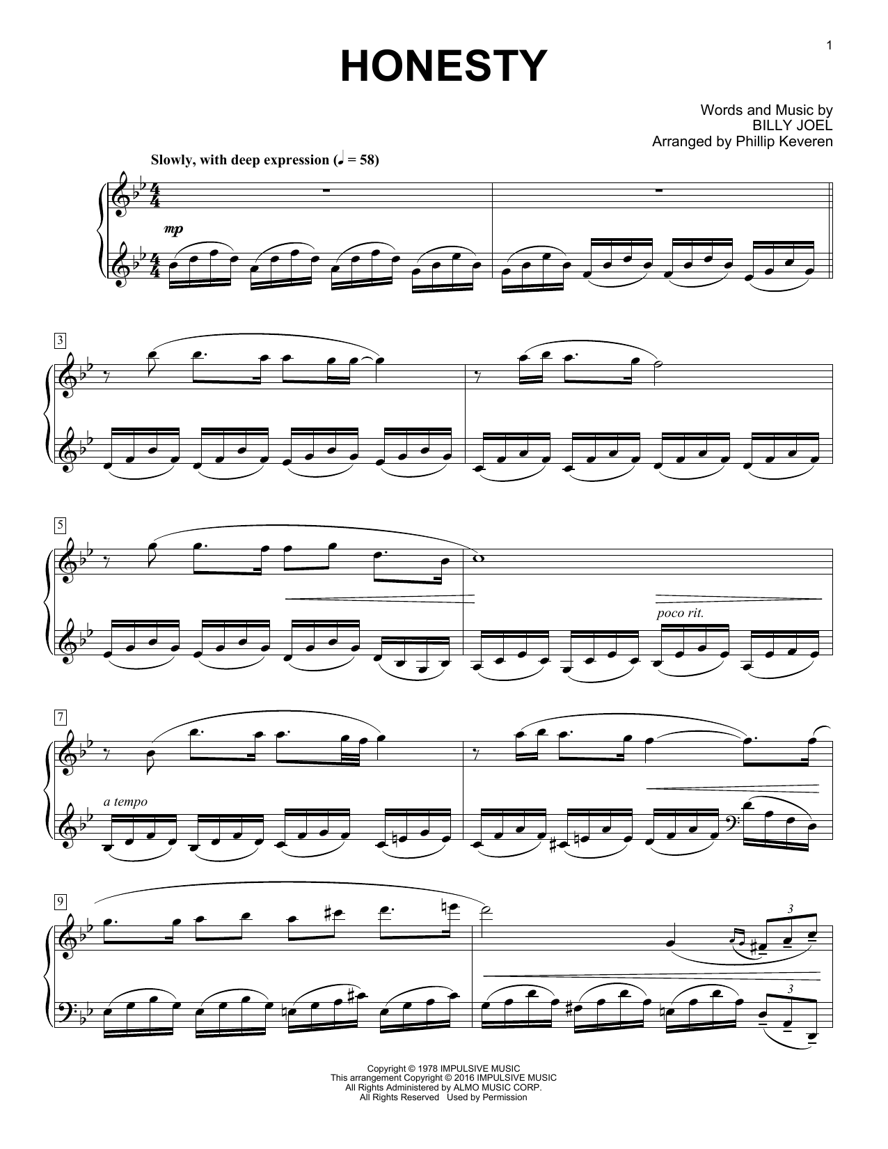 Download Billy Joel Honesty [Classical version] (arr. Phill Sheet Music