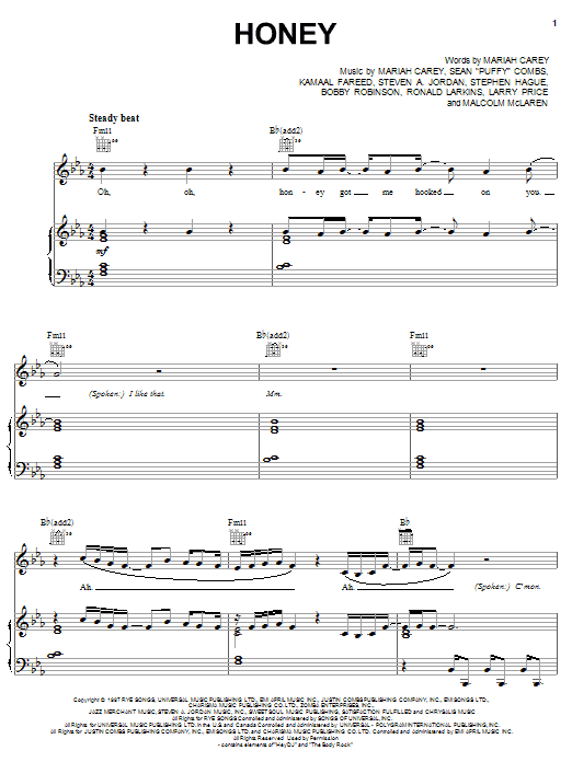 Mariah Carey Honey sheet music notes printable PDF score