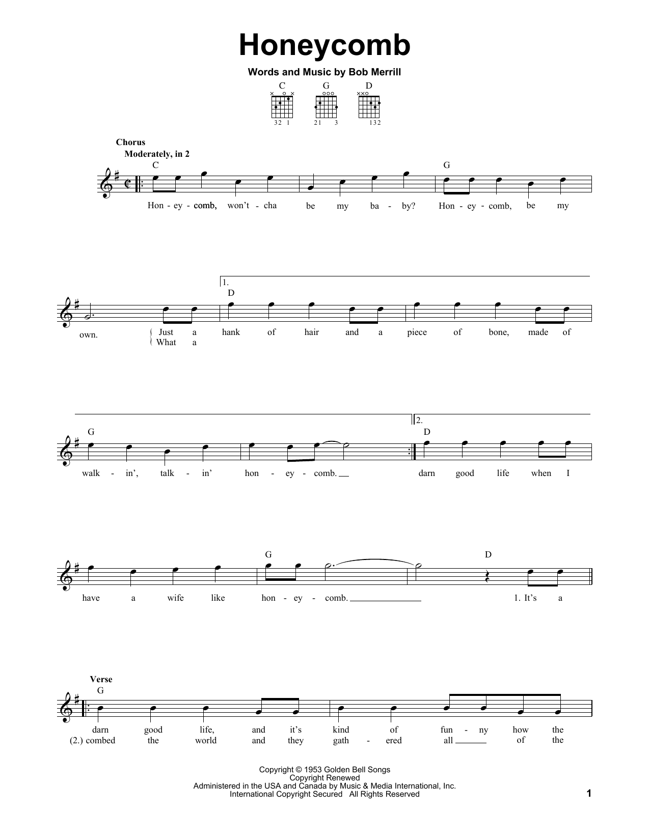 Download Jimmie Rodgers Honeycomb Sheet Music