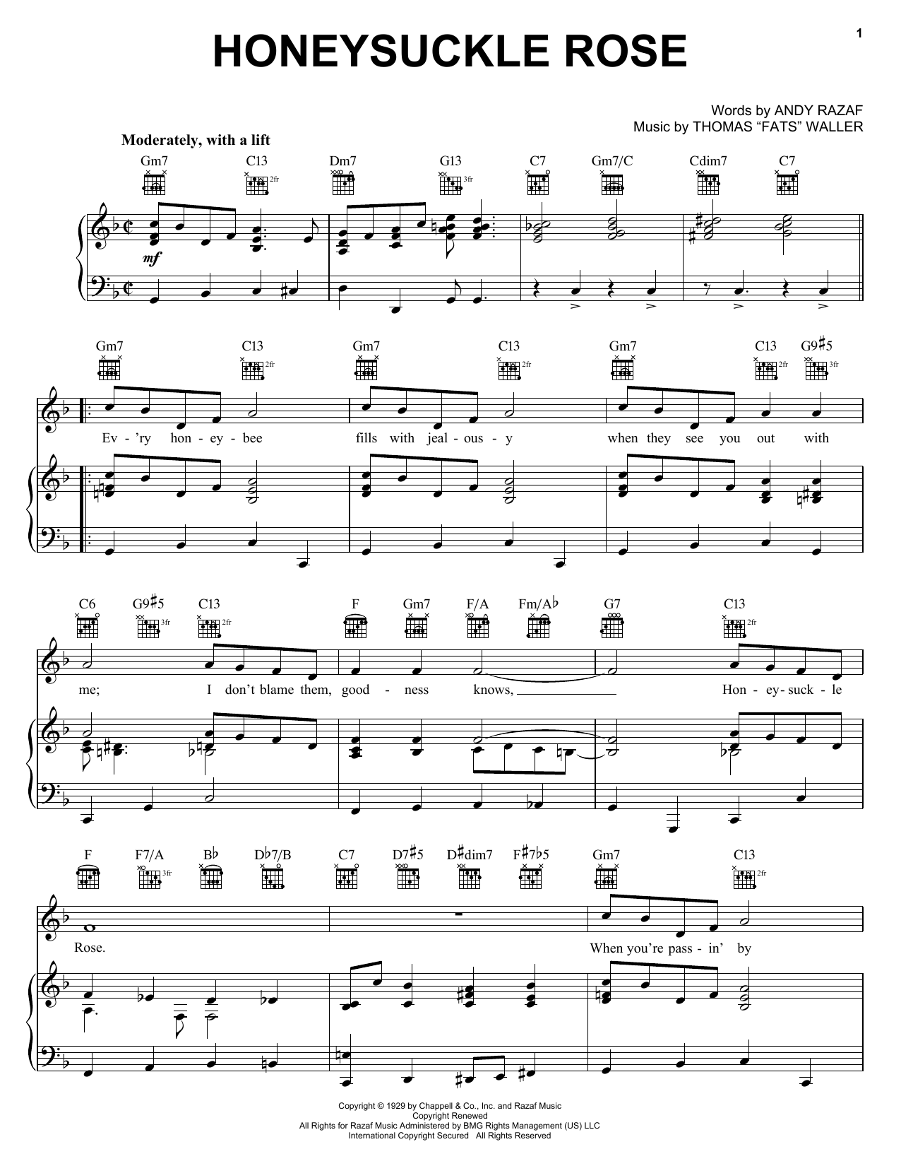 Django Reinhardt Honeysuckle Rose sheet music notes printable PDF score
