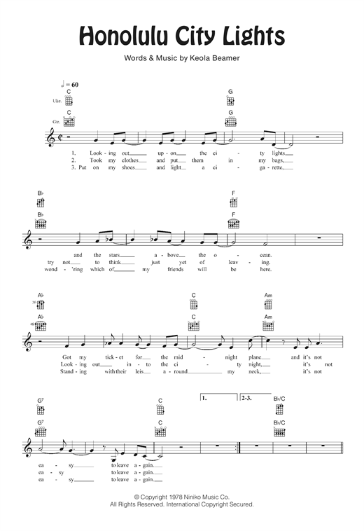 Download The Beamer Brothers Honolulu City Lights Sheet Music