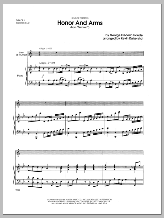 Download Kaisershot Honor And Arms (from Samson) - Piano Sheet Music