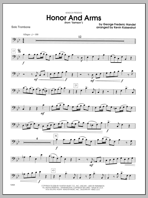 Download Kaisershot Honor And Arms (from Samson) - Trombone Sheet Music