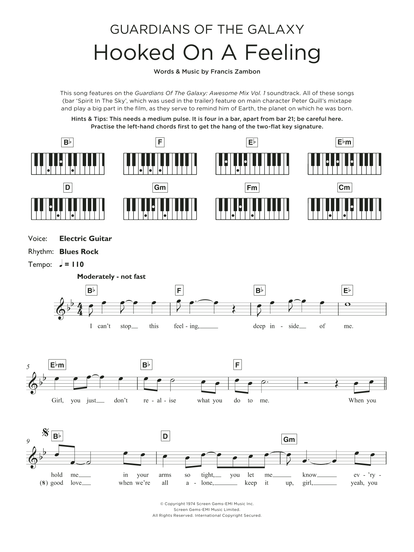 Download Blue Swede Hooked On A Feeling Sheet Music