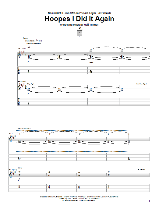 Download Relient K Hoopes I Did It Again Sheet Music