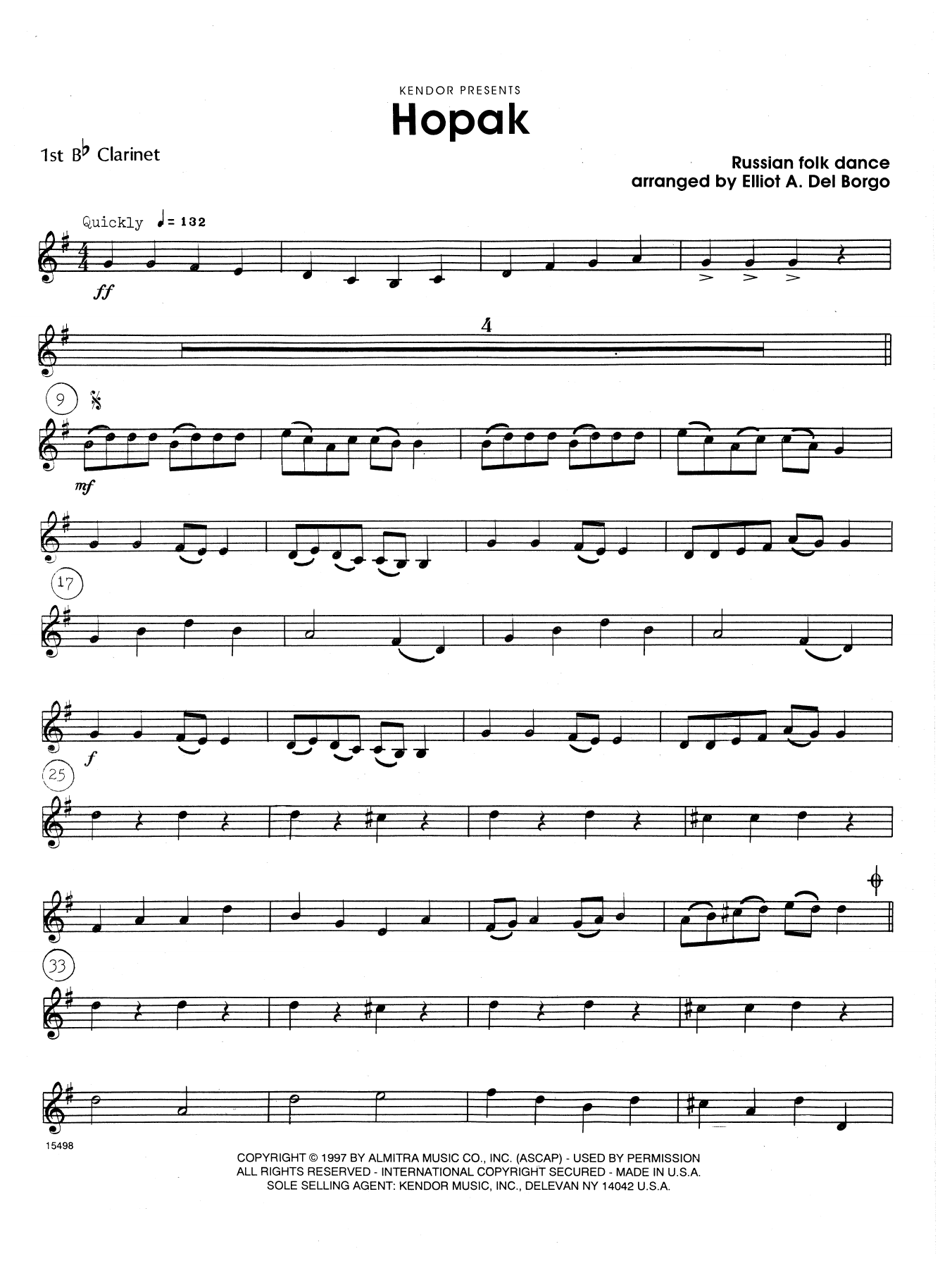 Download Elliot A. Del Borgo Hopak - 1st Bb Clarinet Sheet Music