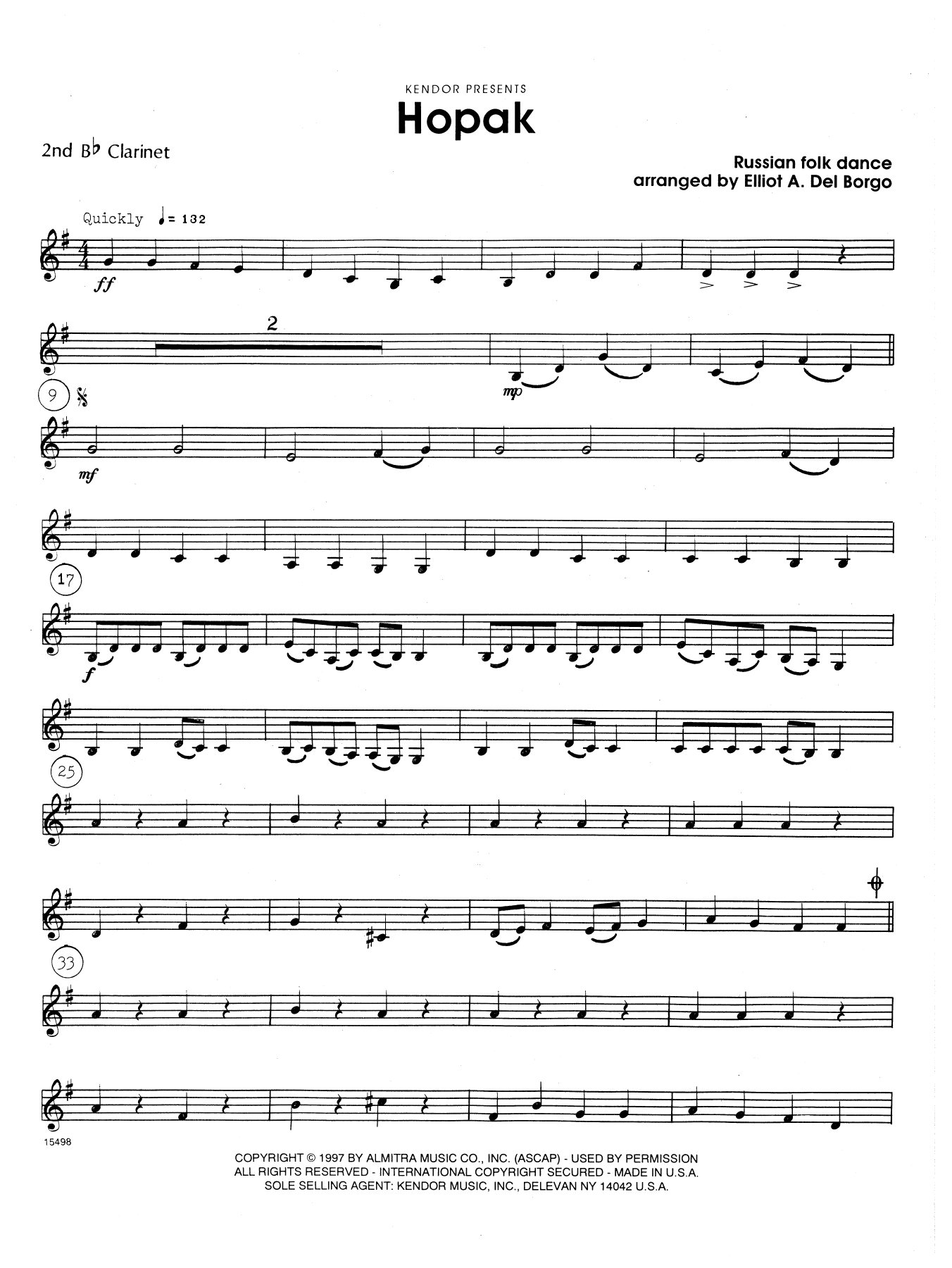 Download Elliot A. Del Borgo Hopak - 2nd Bb Clarinet Sheet Music