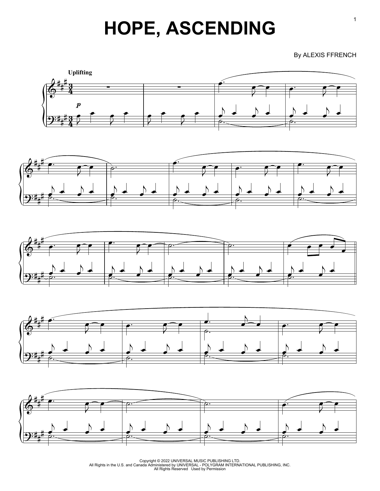 Download Alexis Ffrench Hope, Ascending Sheet Music
