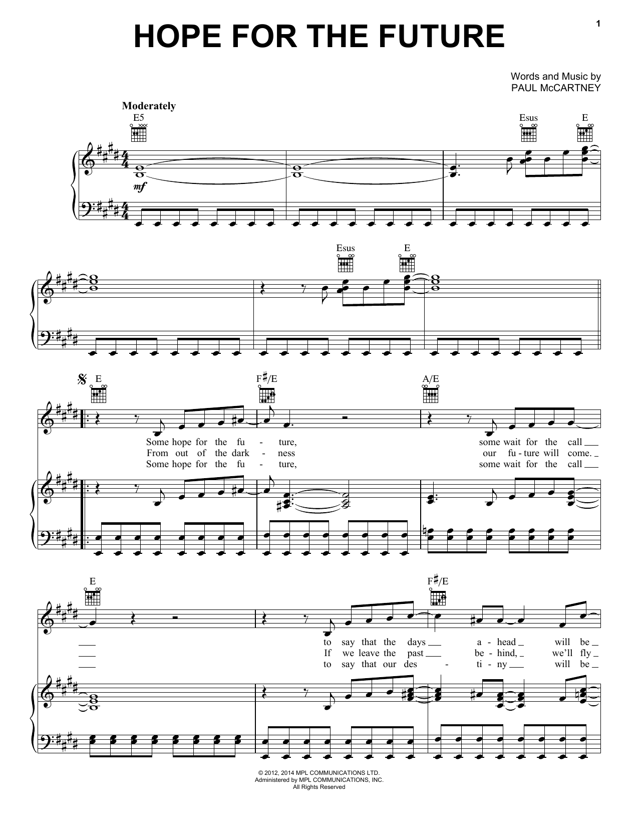 Download Paul McCartney Hope For The Future Sheet Music