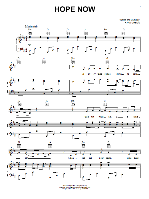 Download Addison Road Hope Now Sheet Music