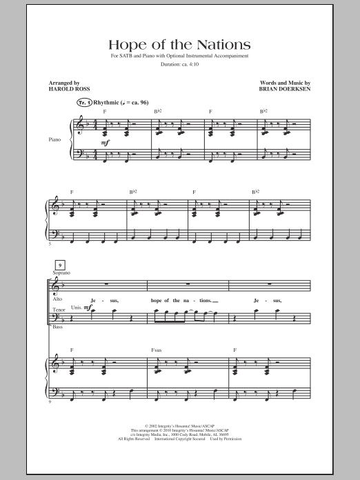 Download Harold Ross Hope Of The Nations Sheet Music