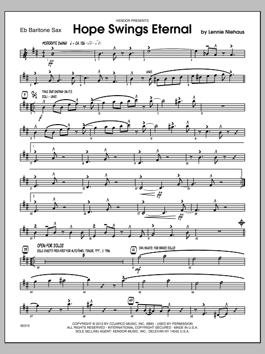 Download Lennie Niehaus Hope Swings Eternal - Eb Baritone Saxop Sheet Music