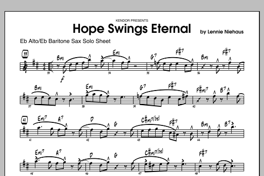 Download Lennie Niehaus Hope Swings Eternal - Solo Sheet - Alto Sheet Music