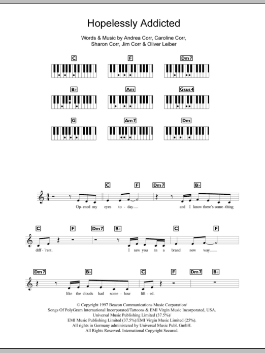 Download The Corrs Hopelessly Addicted Sheet Music