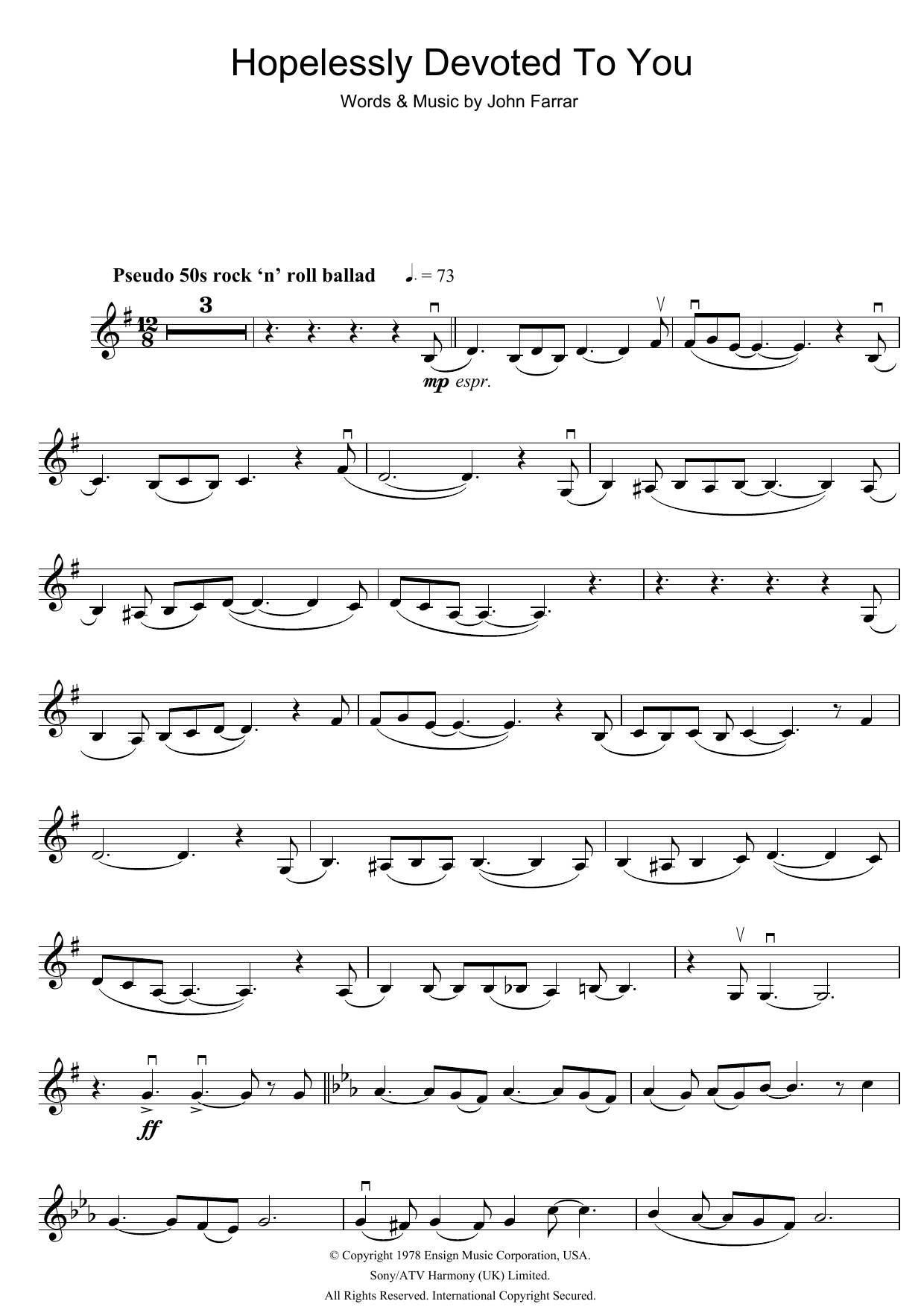 Download Olivia Newton-John Hopelessly Devoted To You (from Grease) Sheet Music
