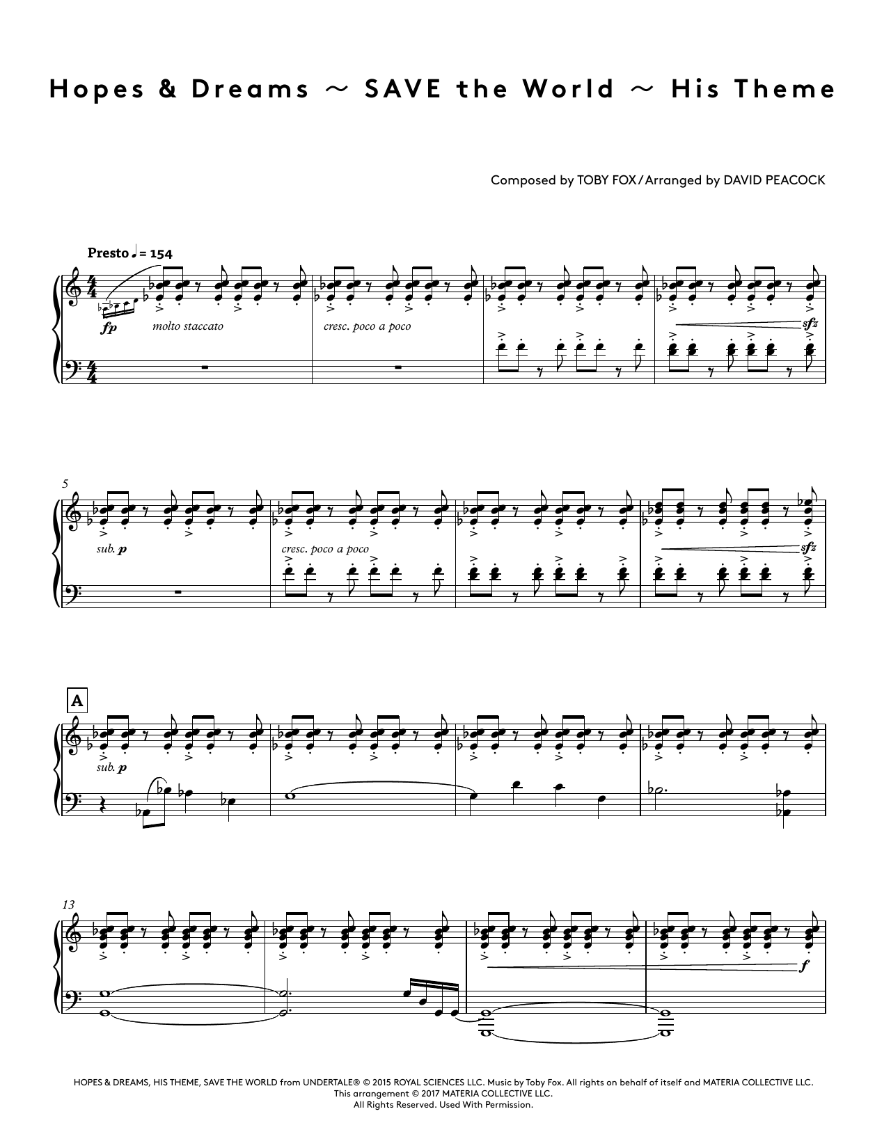 Download Toby Fox Hopes & Dreams - SAVE The World - His T Sheet Music