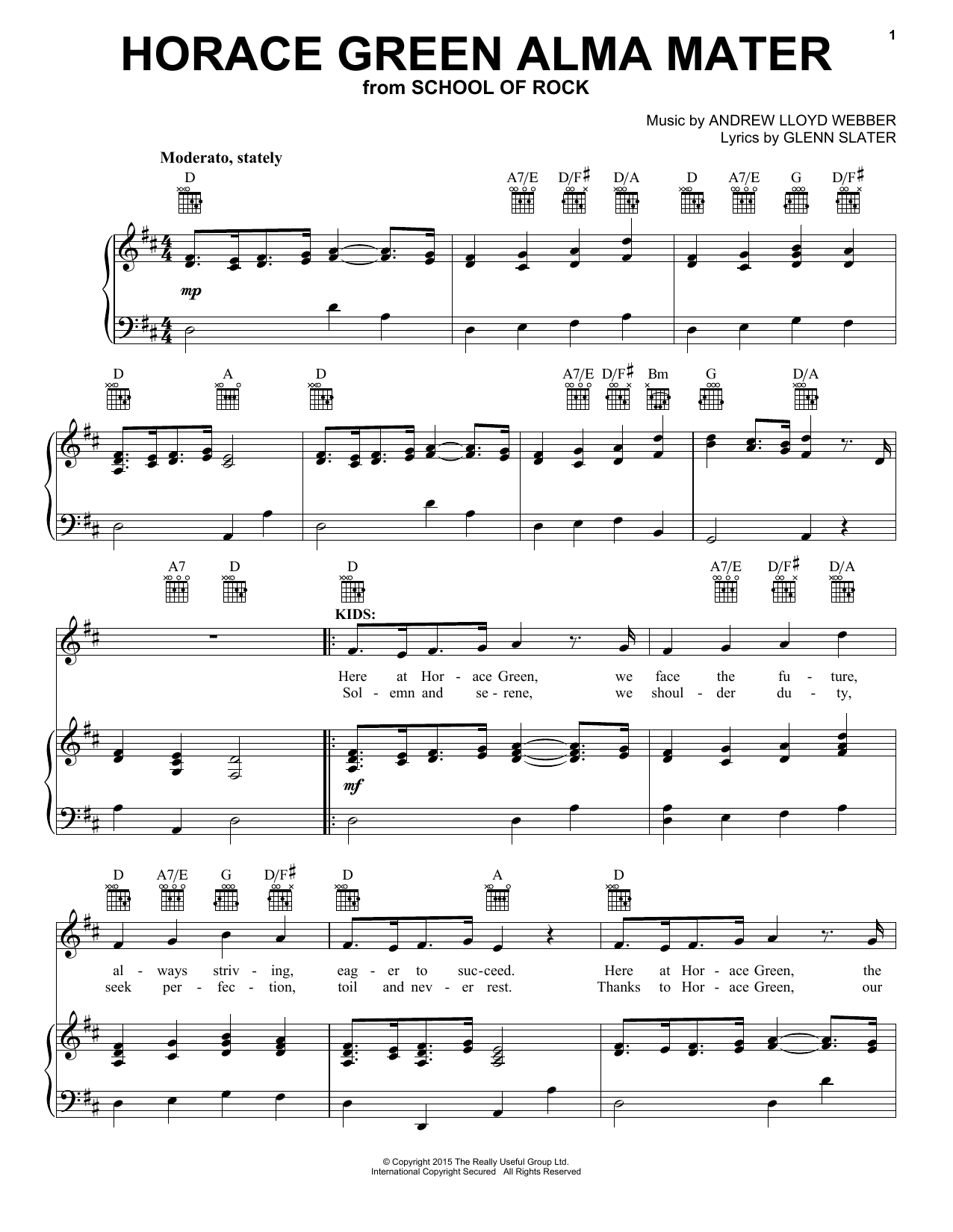 Download Andrew Lloyd Webber Horace Green Alma Mater (from School of Sheet Music