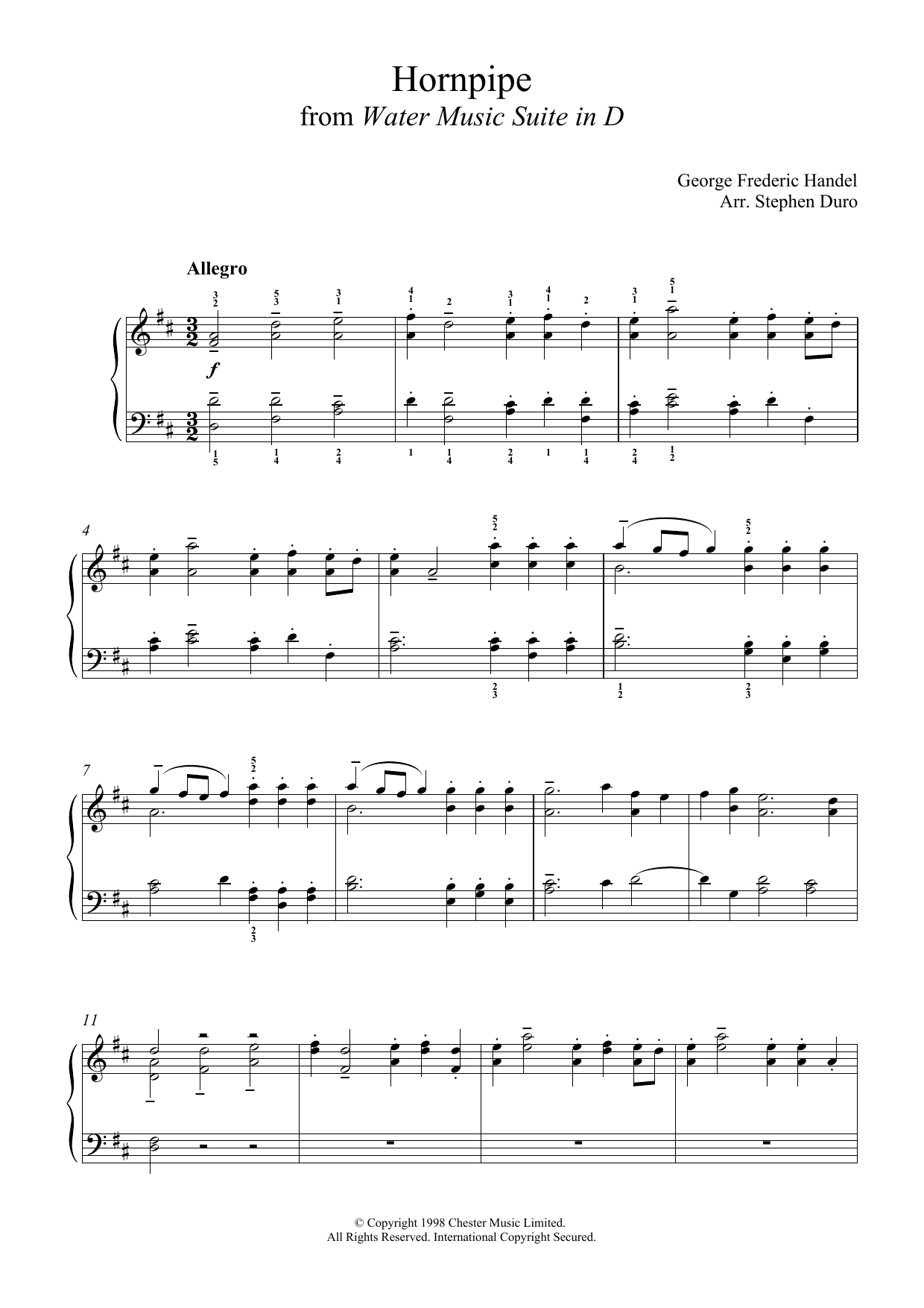 Download George Frideric Handel Hornpipe (from The Water Music Suite) Sheet Music