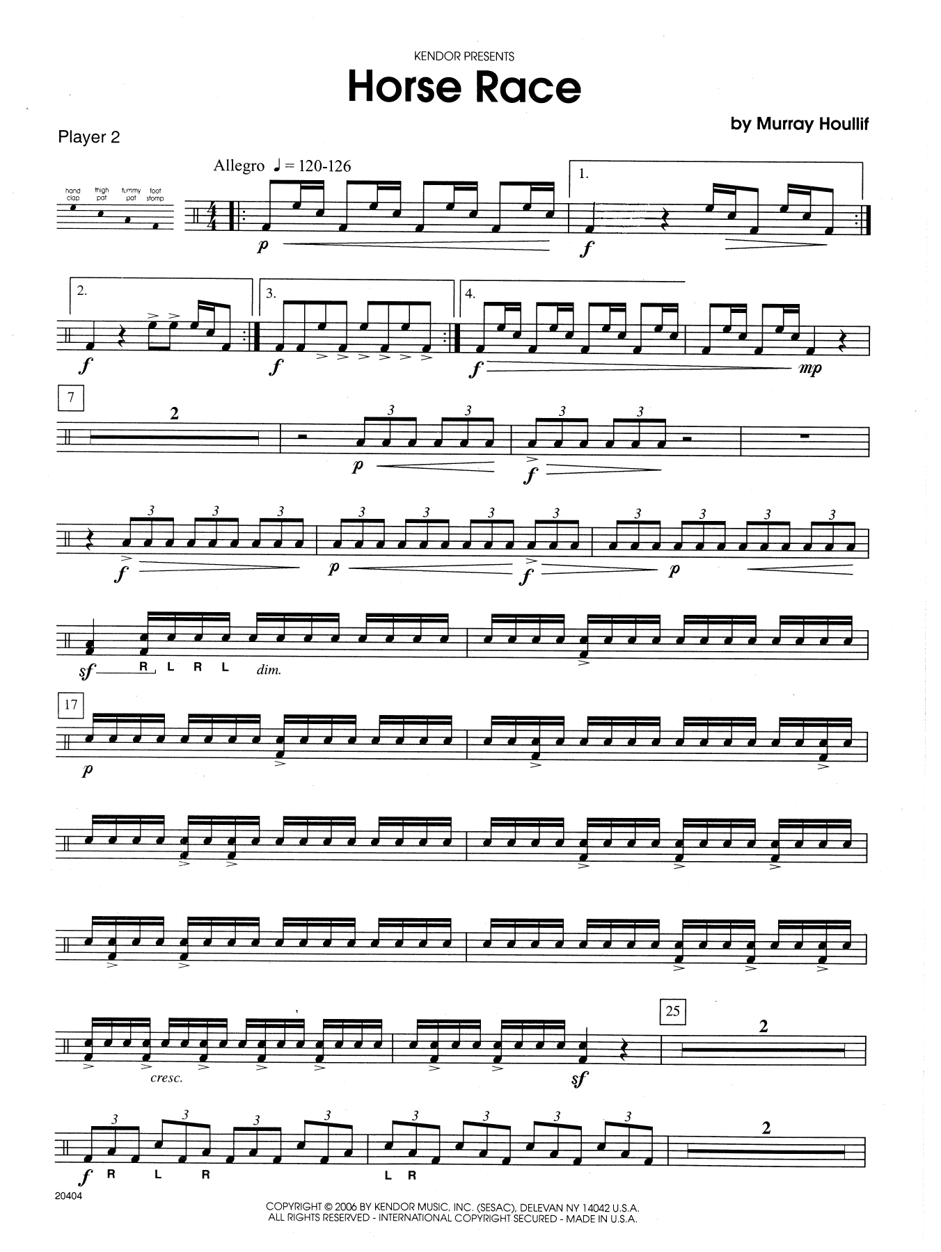 Download Murray Houllif Horse Race - Percussion 2 Sheet Music