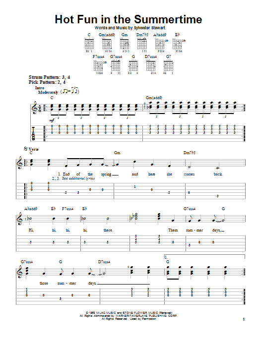 Download Sly & The Family Stone Hot Fun In The Summertime Sheet Music