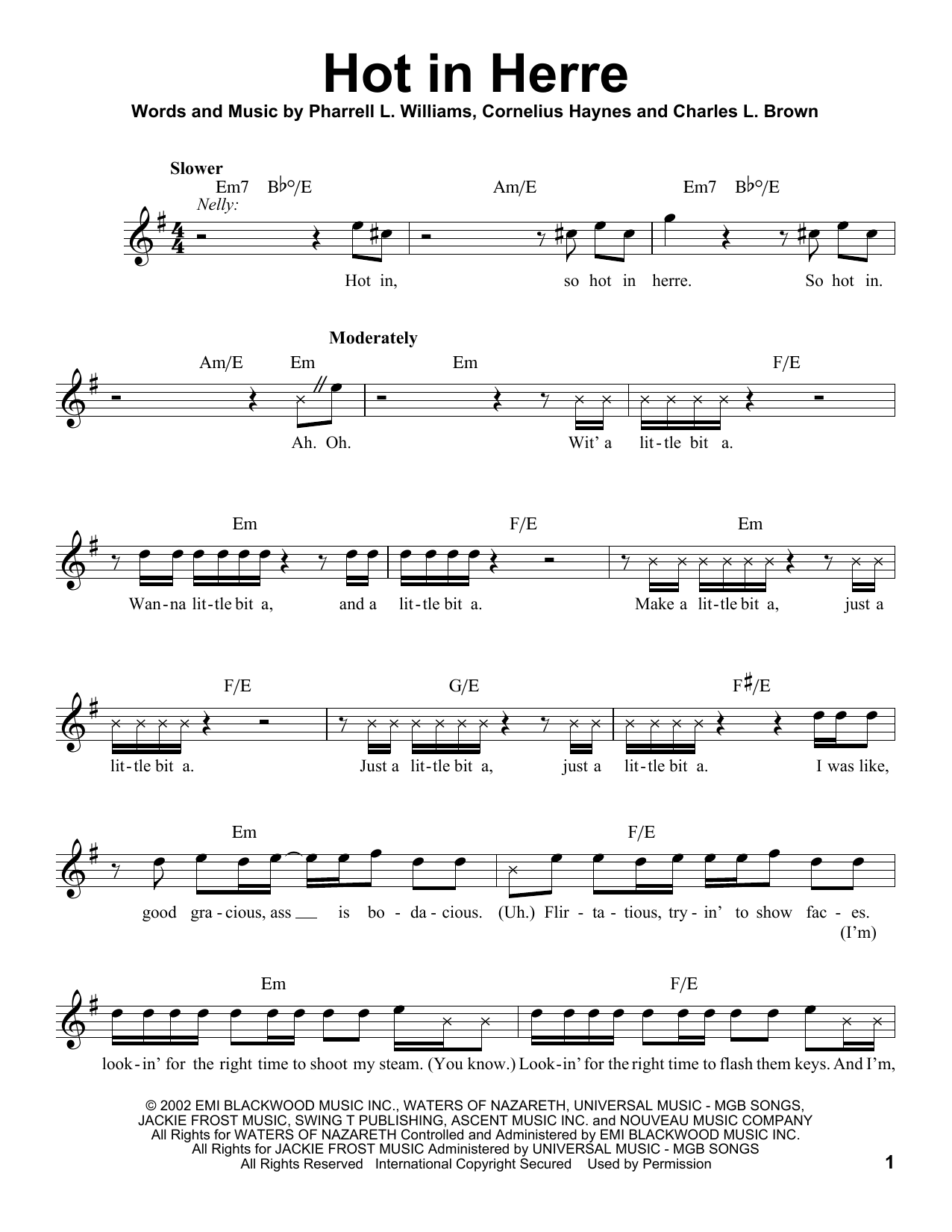 Download Nelly Hot In Herre Sheet Music