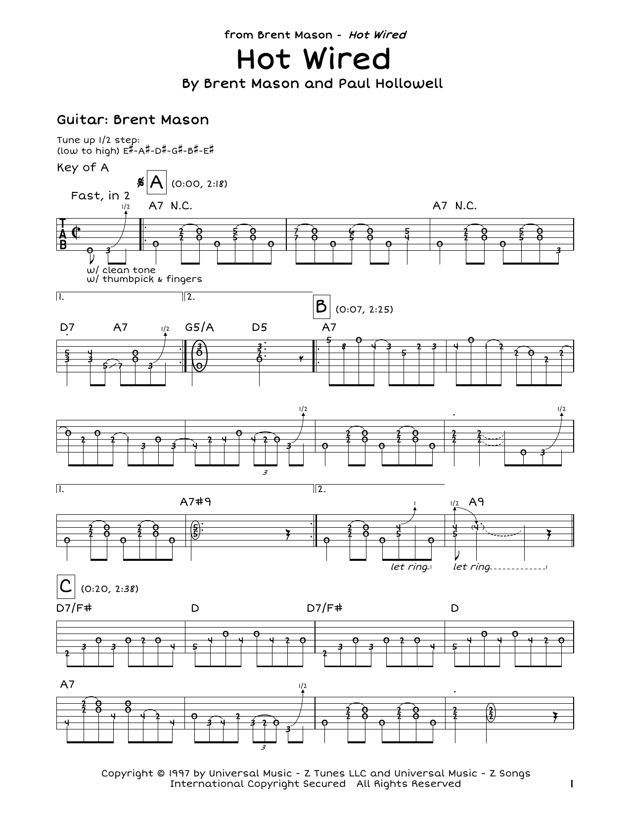 Download Brent Mason Hot Wired Sheet Music