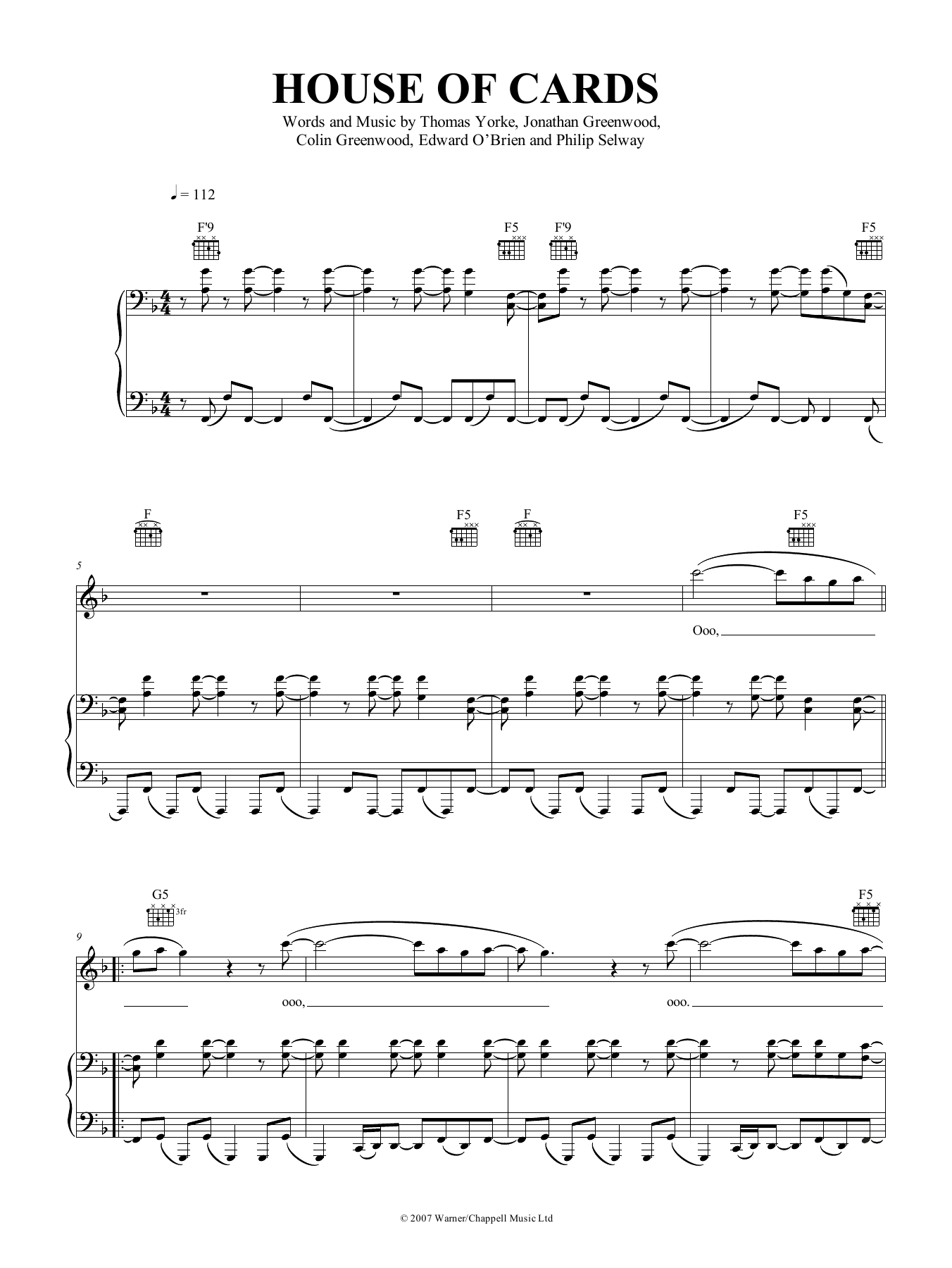 Download Radiohead House Of Cards Sheet Music