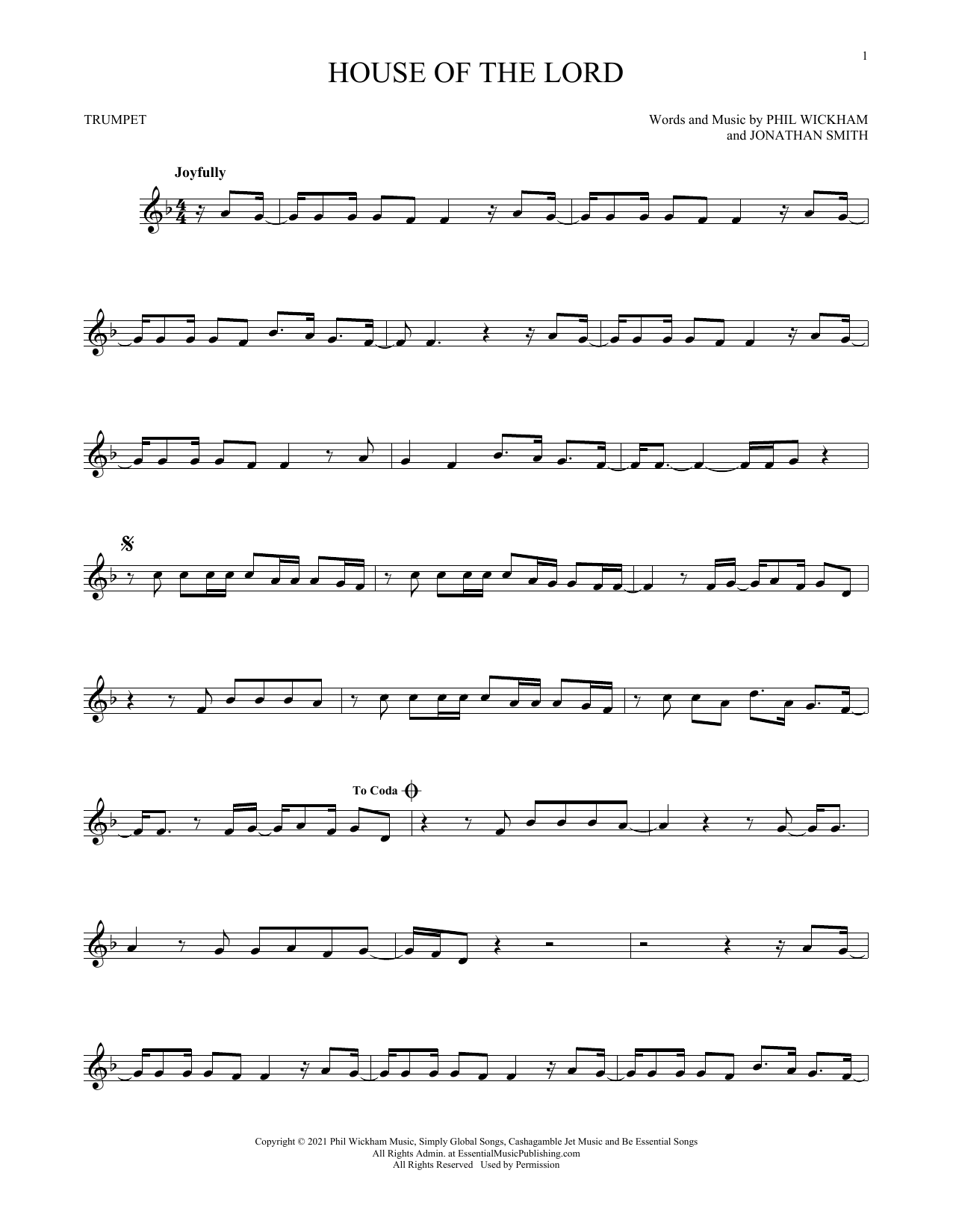 Phil Wickham House Of The Lord sheet music notes printable PDF score