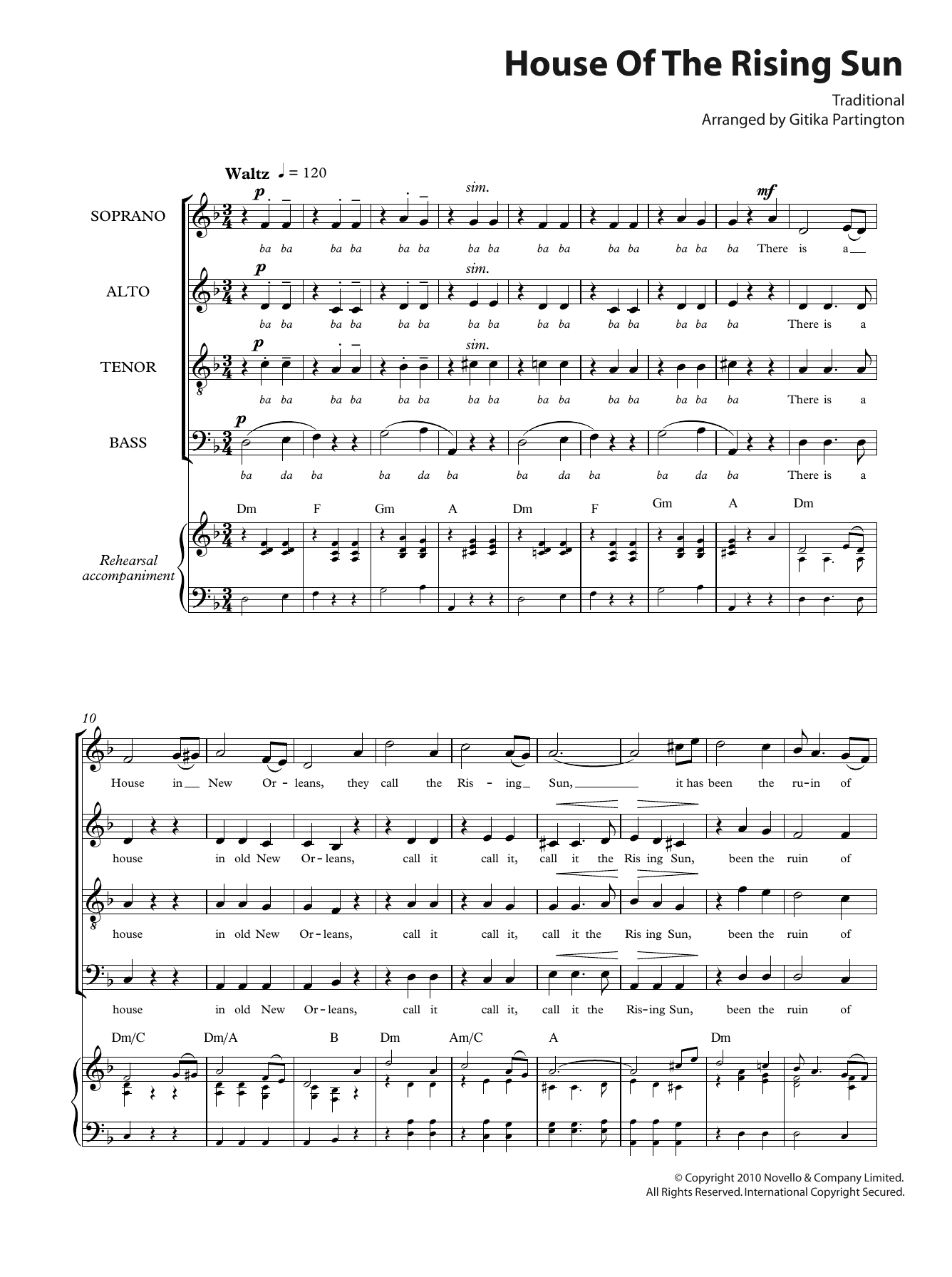 Download Traditional House Of The Rising Sun (arr. Gitika Pa Sheet Music