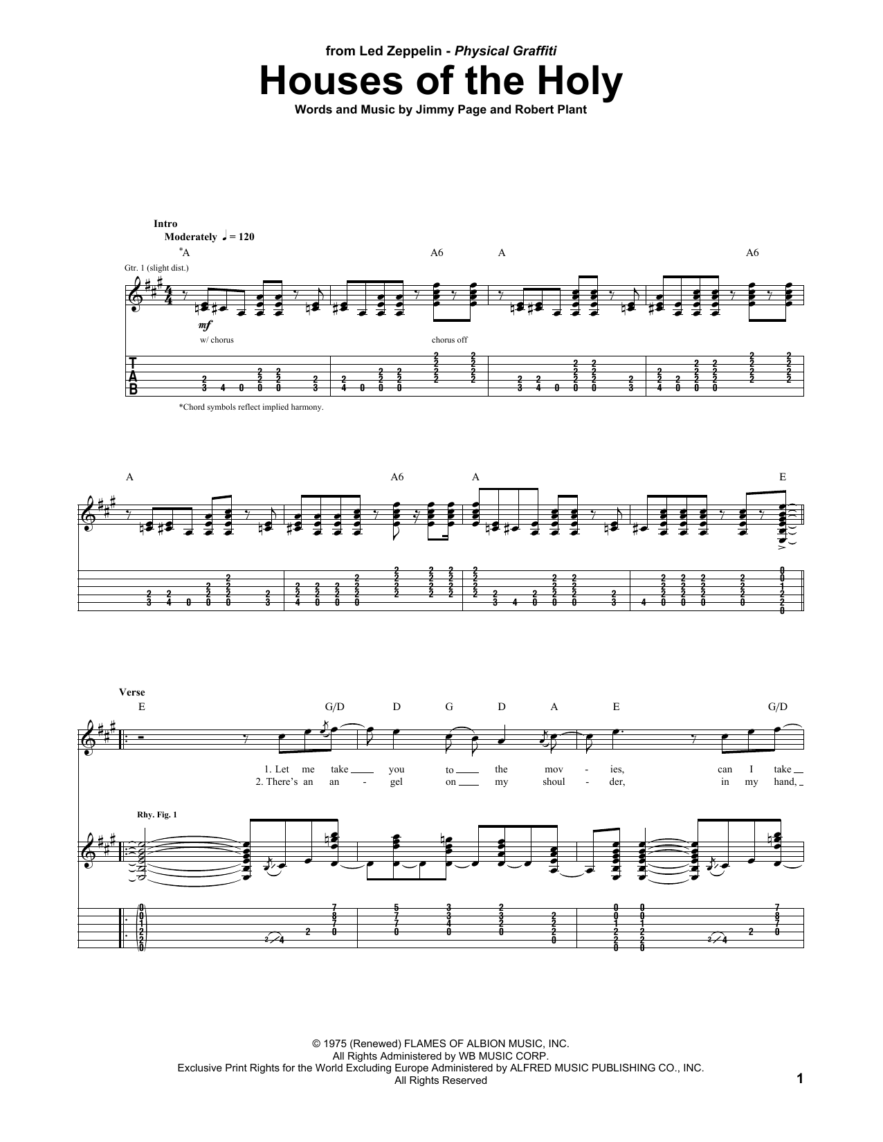 Download Led Zeppelin Houses Of The Holy Sheet Music