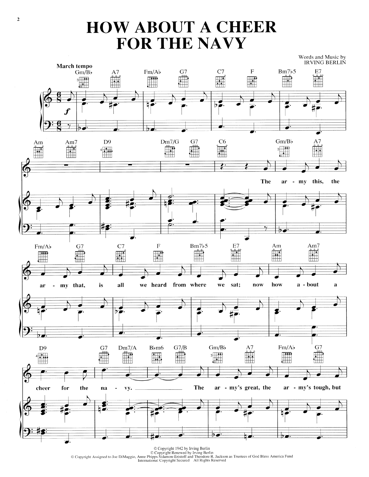 Download Irving Berlin How About A Cheer For The Navy Sheet Music