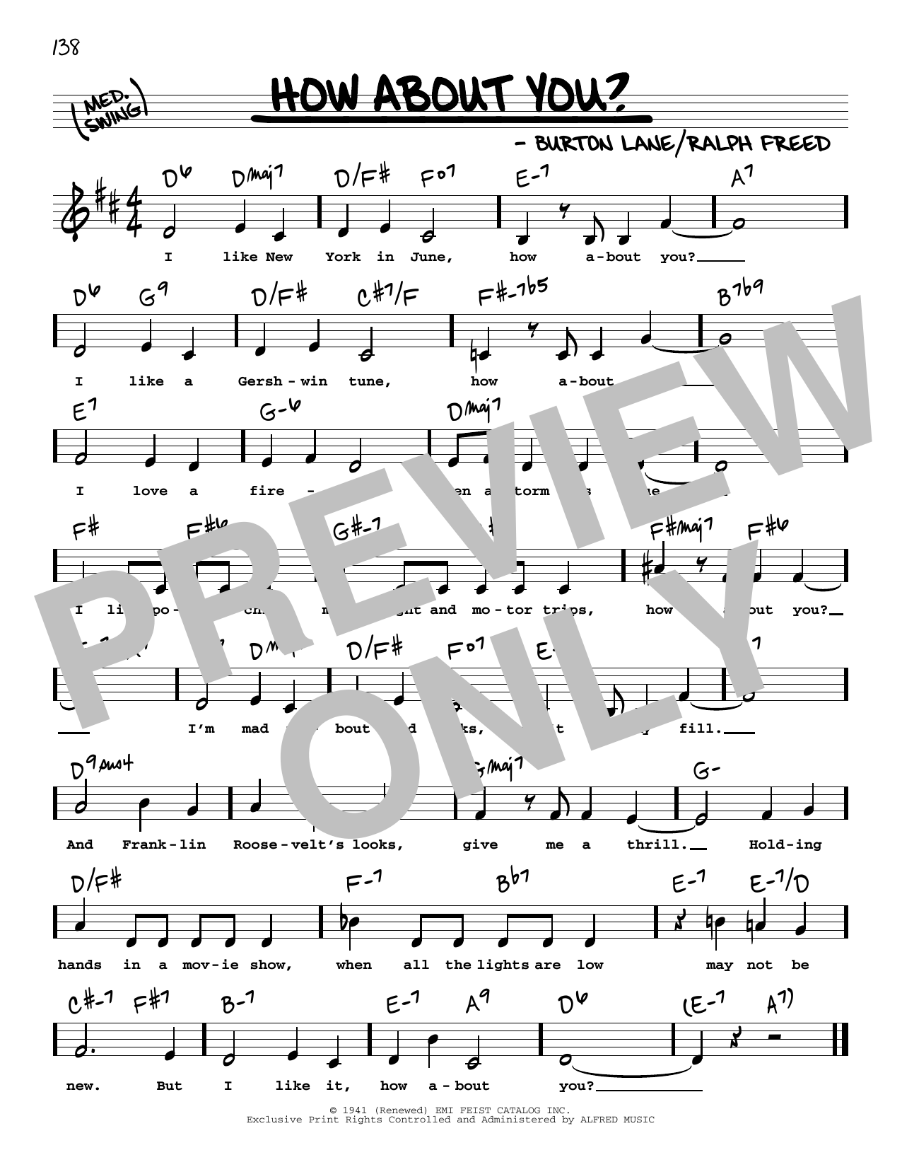 Download Burton Lane How About You? (Low Voice) Sheet Music