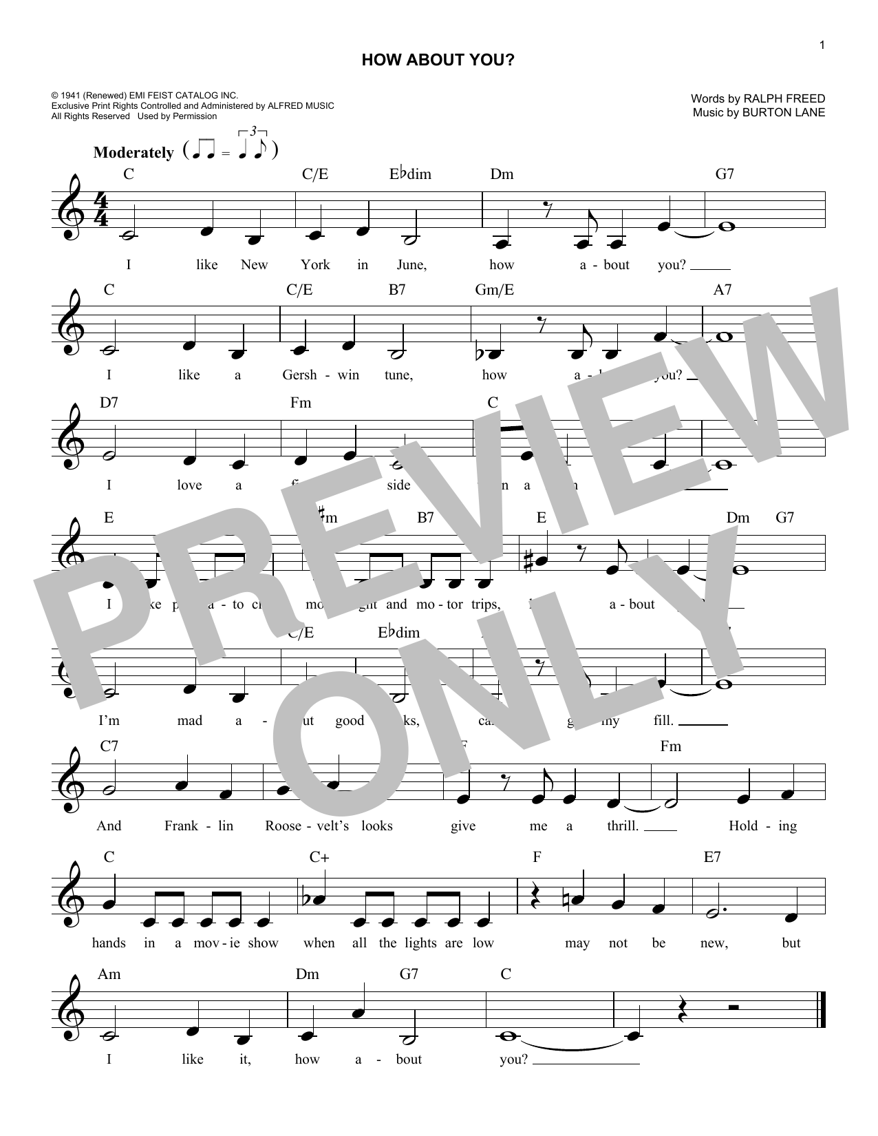 Download Ralph Freed How About You? Sheet Music