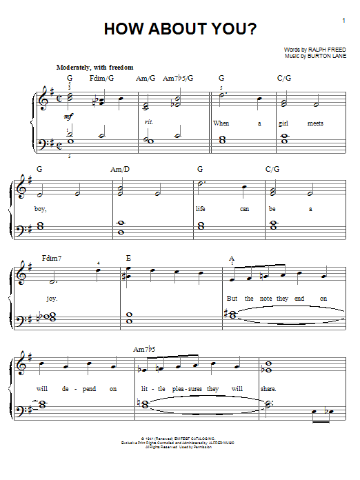 Download Ralph Freed How About You? Sheet Music