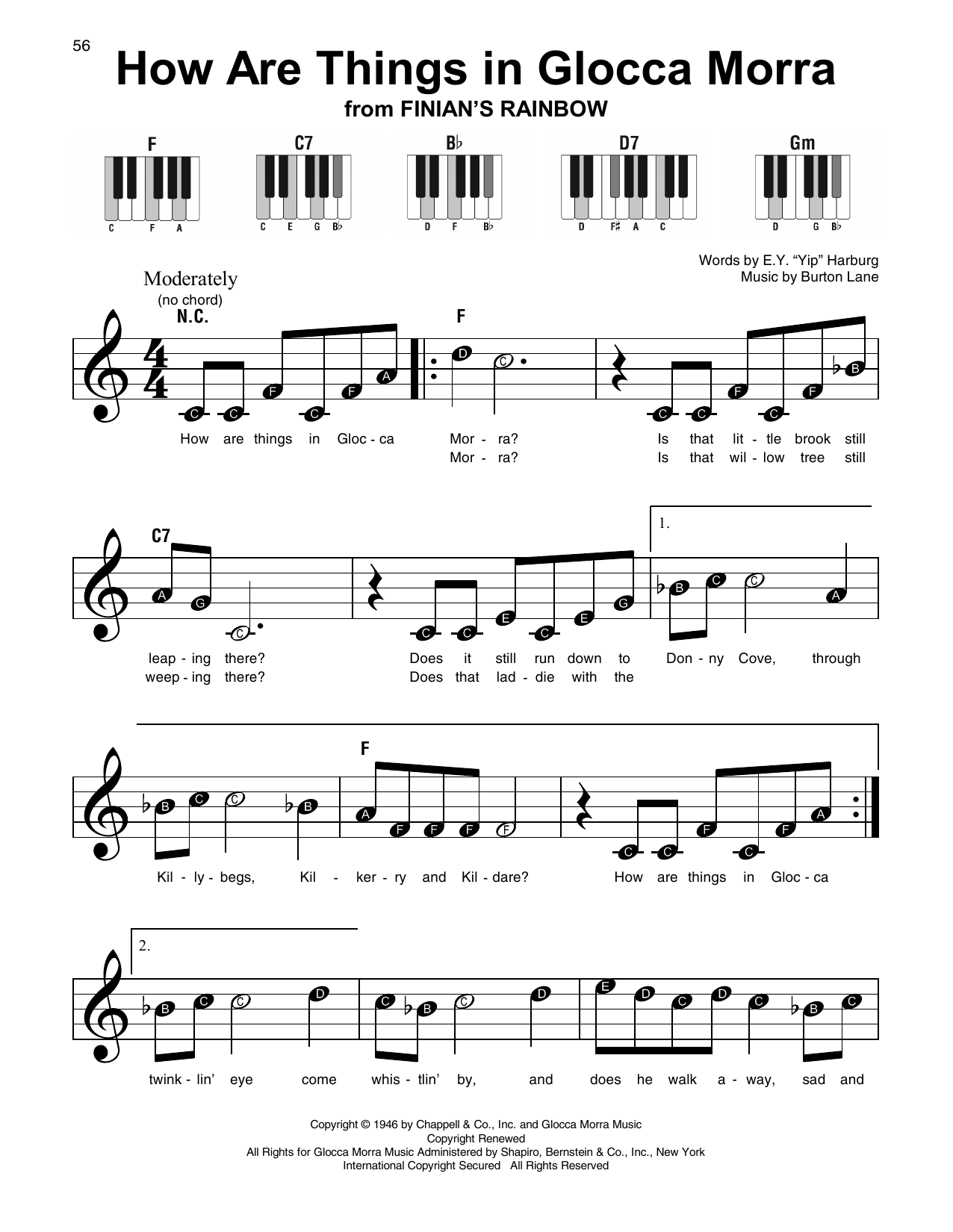 Download Burton Lane How Are Things In Glocca Morra Sheet Music